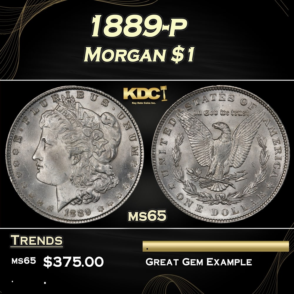 1889-p Morgan Dollar $1 Grades ms65 (1 of 3)