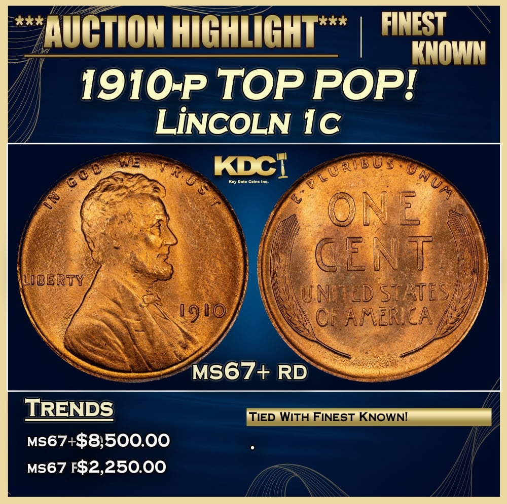1910-p Lincoln Cent TOP POP! 1c ms67+ rd SEGS (1 of 3)