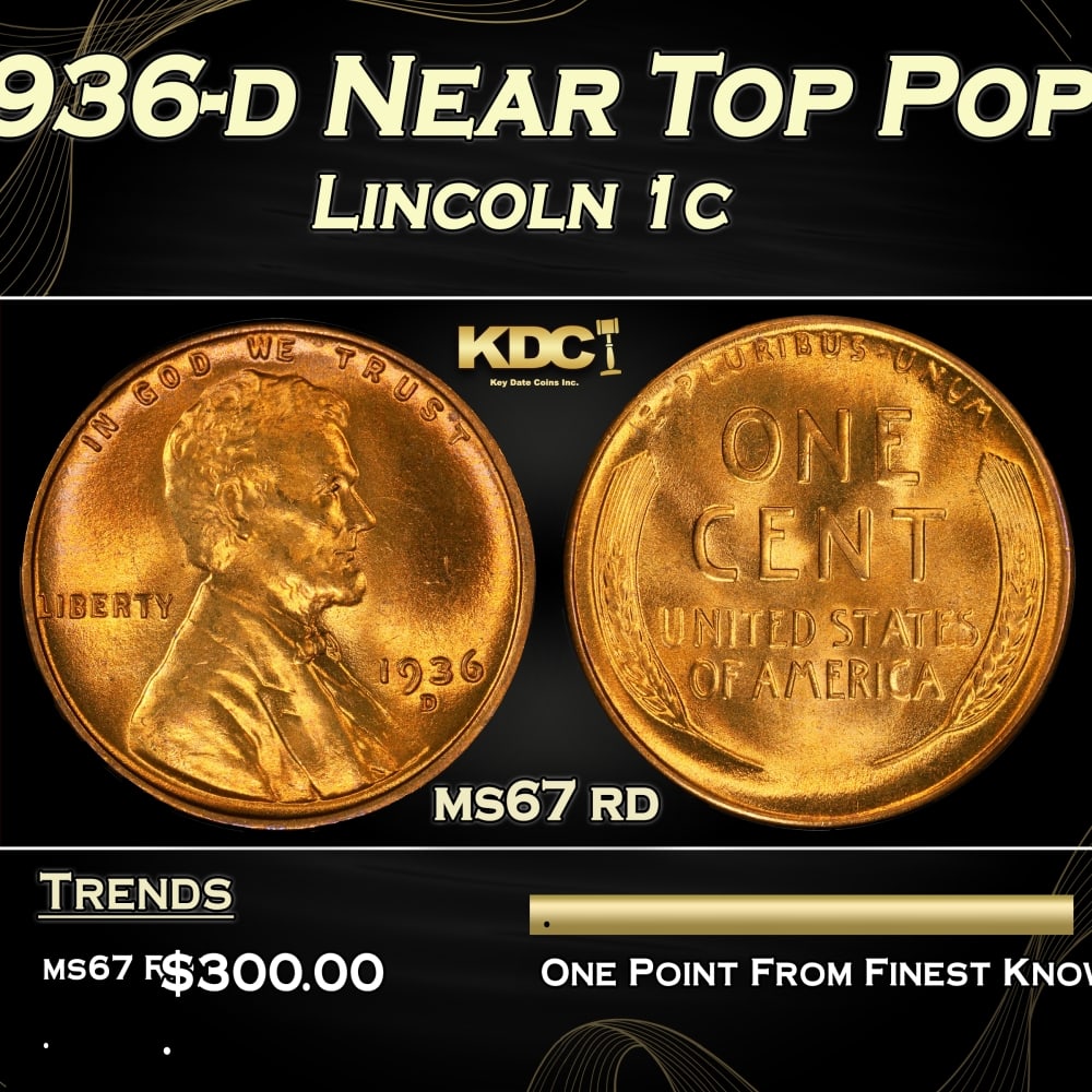 1936-d Lincoln Cent Near Top Pop 1c ms67 rd SEGS (1 of 3)