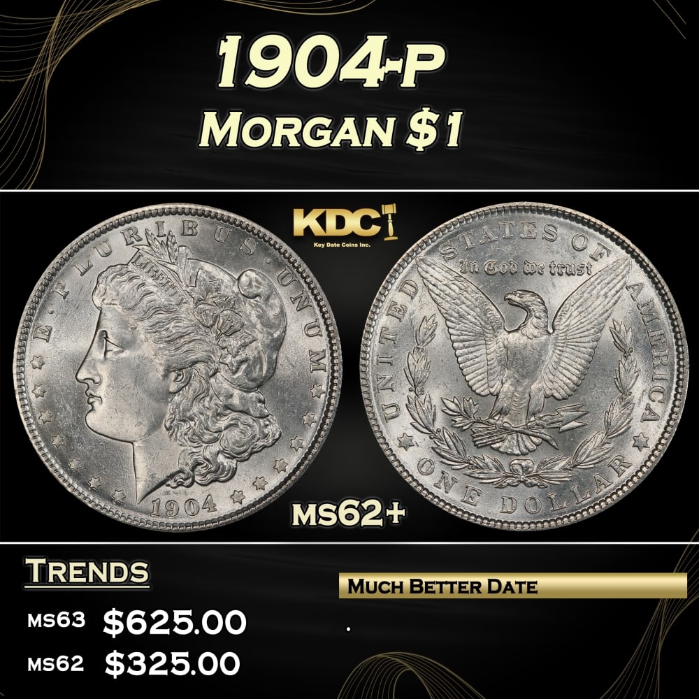 1904-p Morgan Dollar $1 Grades ms62+ (1 of 3)