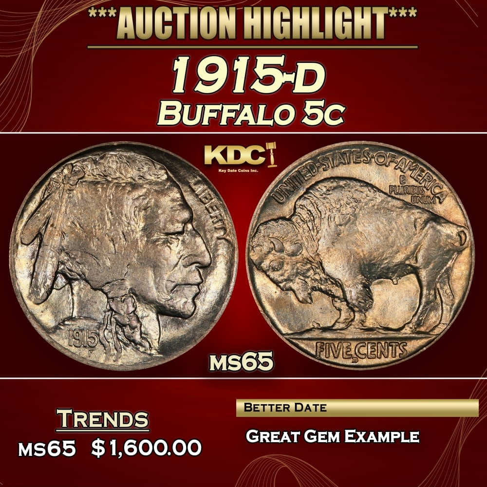 1915-d Buffalo Nickel 5c ms65 SEGS (1 of 3)