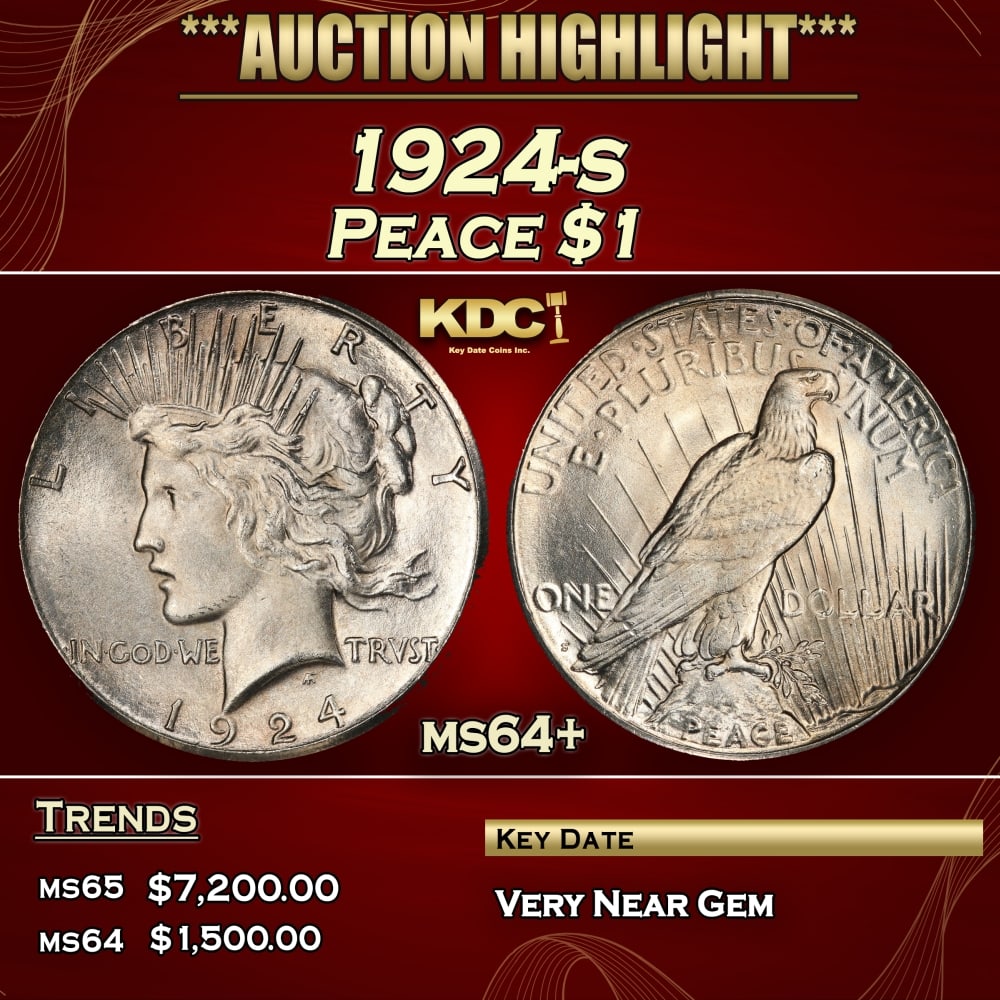 1924-s Peace Dollar $1 ms64+ SEGS (1 of 3)