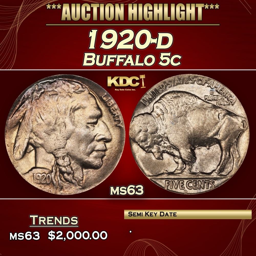 1920-d Buffalo Nickel 5c ms63 USCG (1 of 3)