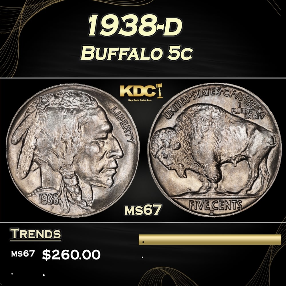 1938-d Buffalo Nickel 5c ms67 SEGS (1 of 3)