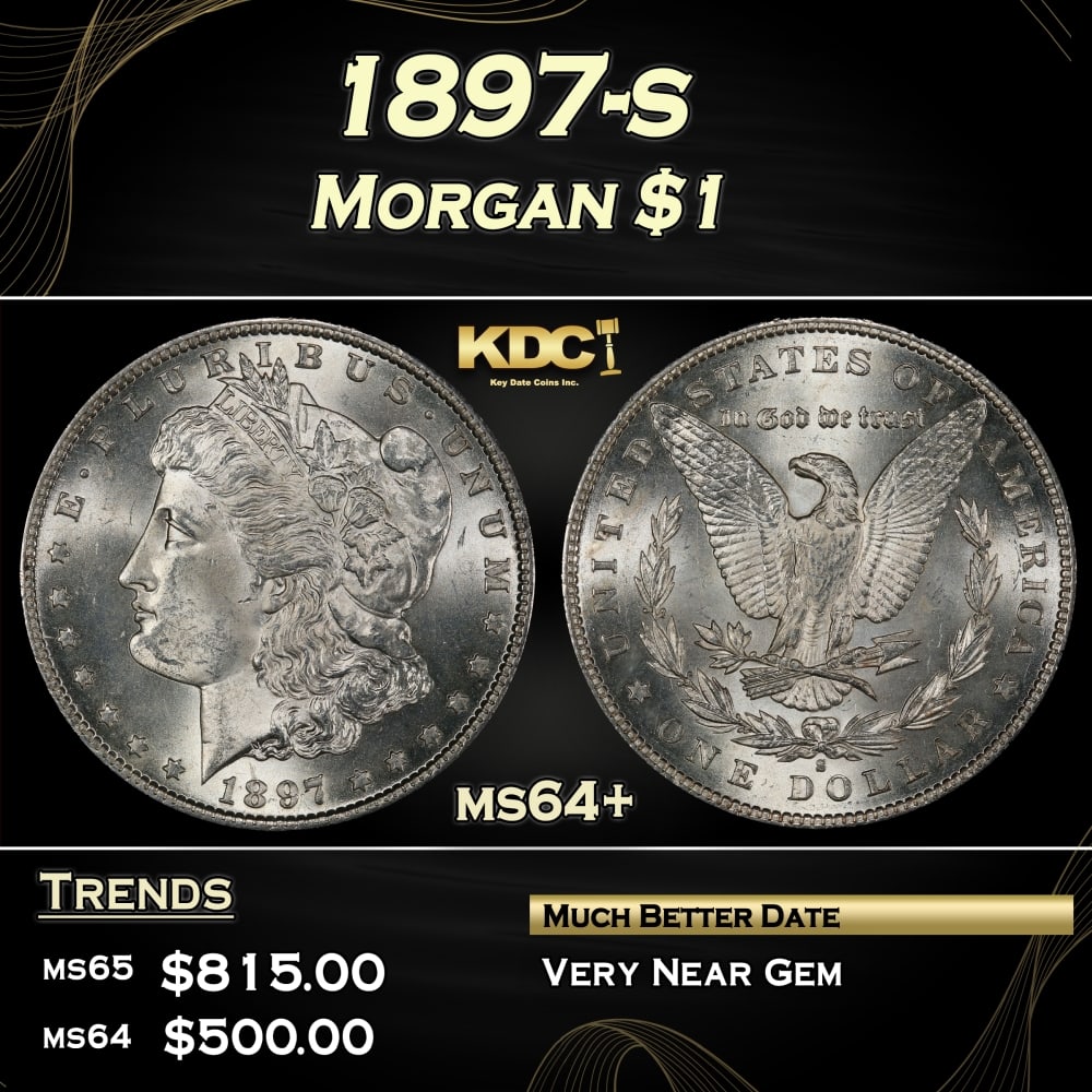 1897-s Morgan Dollar $1 Grades ms64+ (1 of 3)