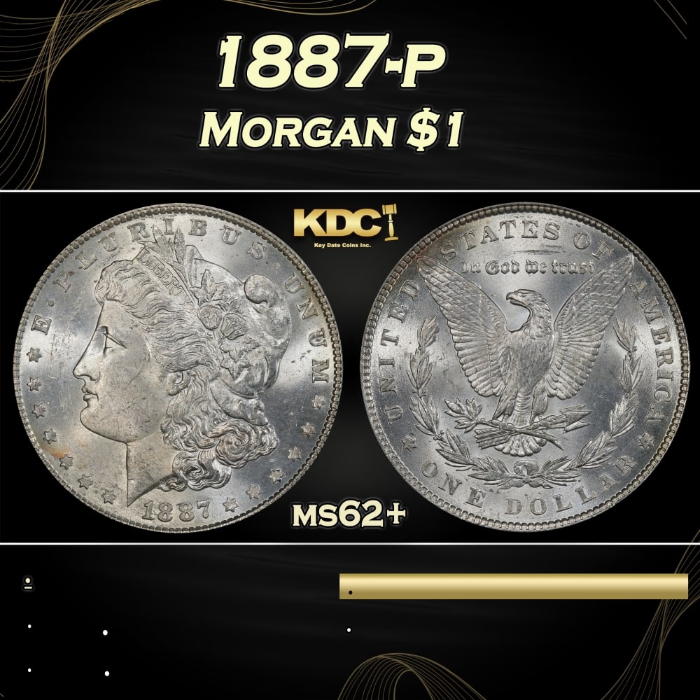 1887-p Morgan Dollar $1 Grades ms62+ (1 of 3)