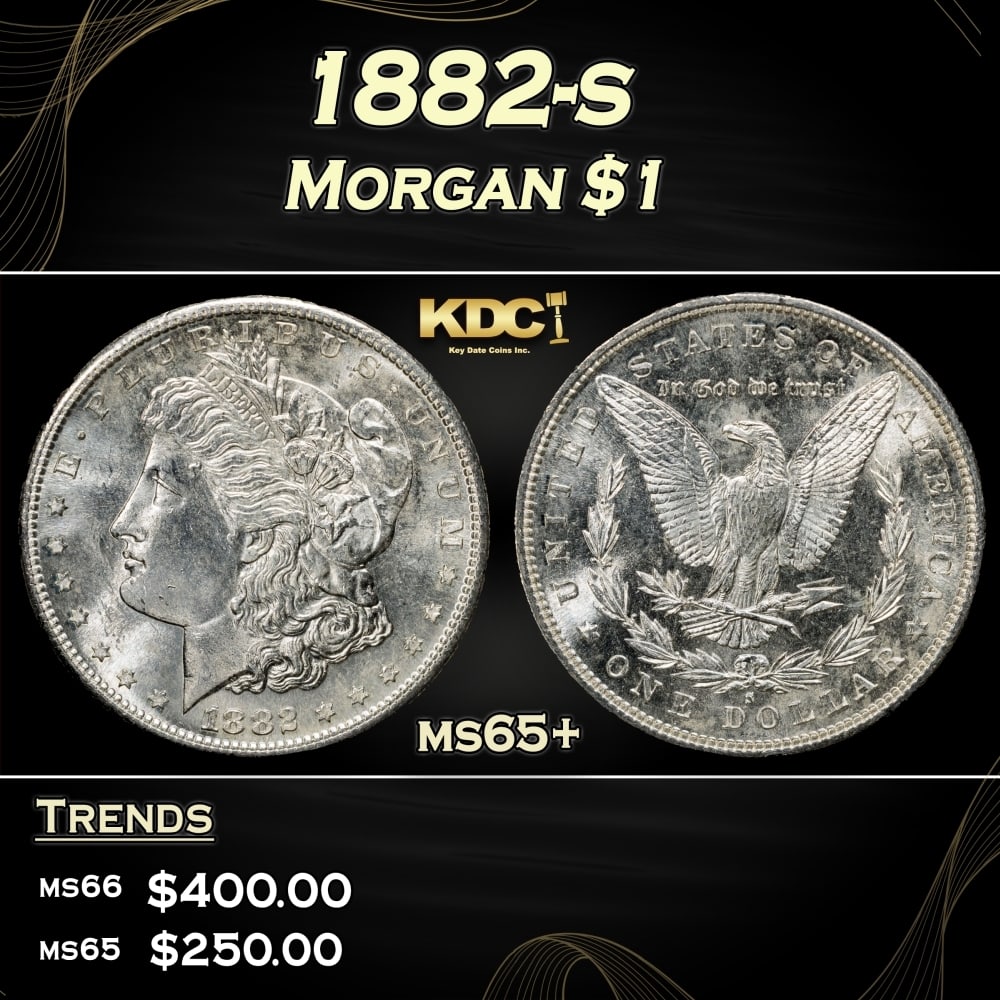 1882-s Morgan Dollar $1 Grades ms65+ (1 of 3)