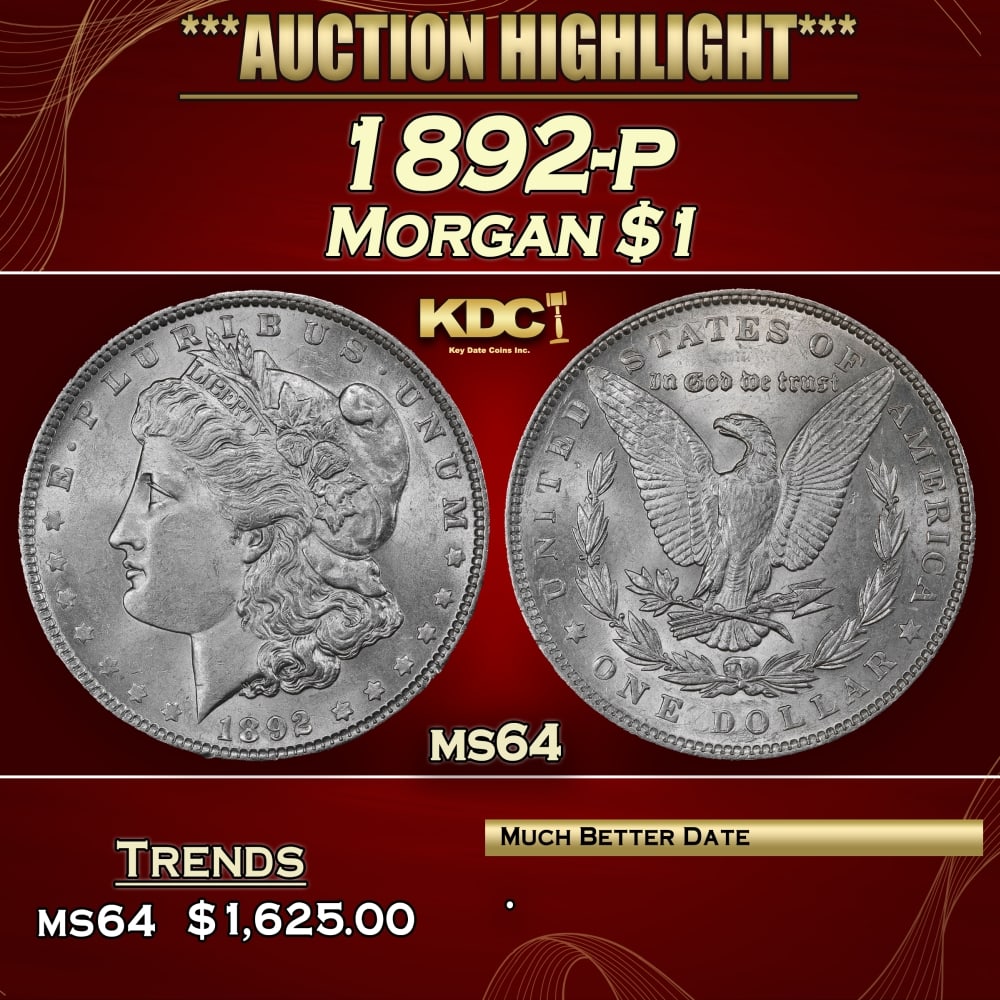 1892-p Morgan Dollar $1 ms64 SEGS (1 of 3)
