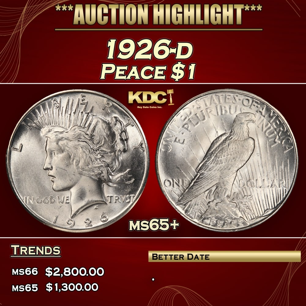 1926-d Peace Dollar $1 ms65+ SEGS (1 of 3)