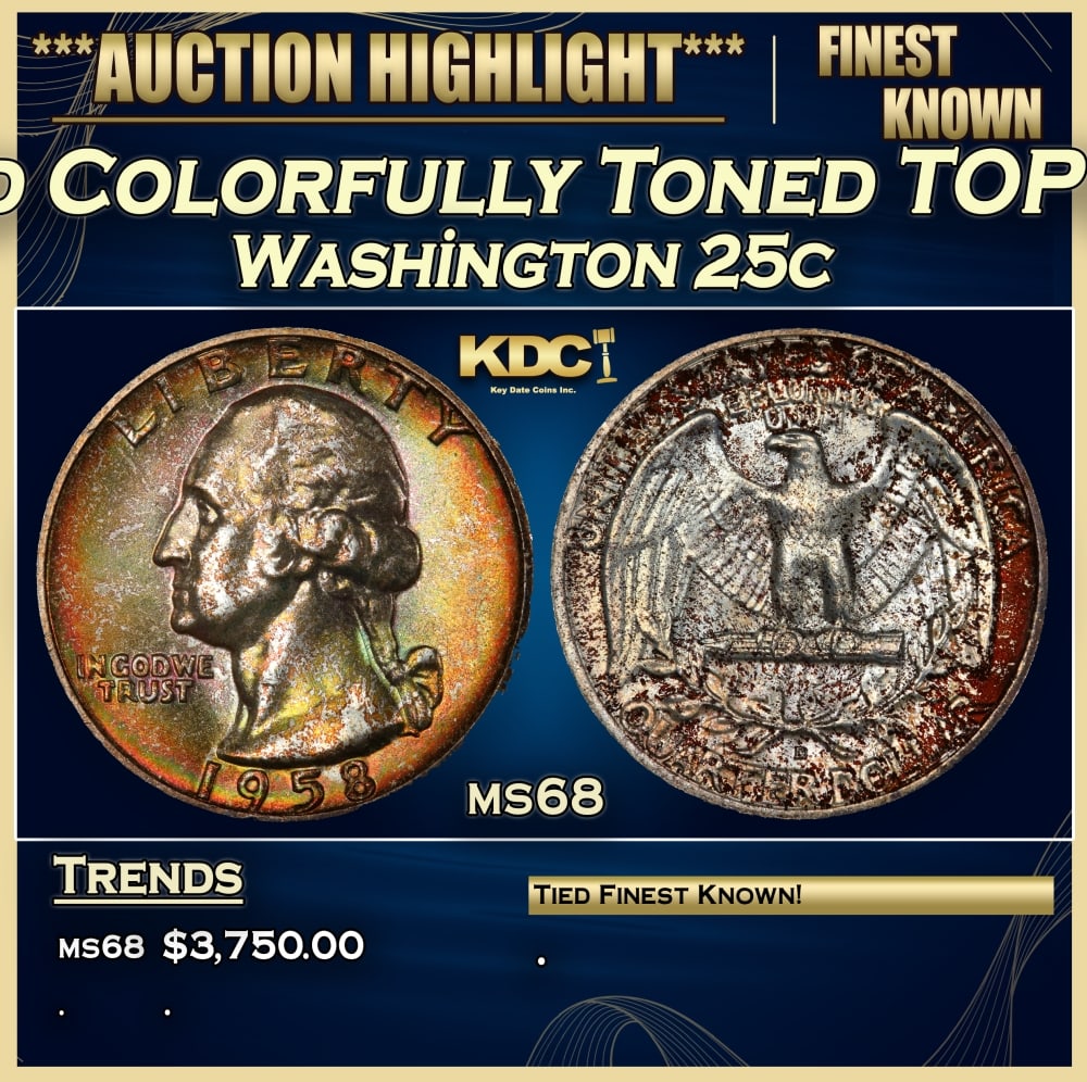 1958-d Washington Quarter Colorfully Toned TOP POP! 25c ms68 SEGS (1 of 3)