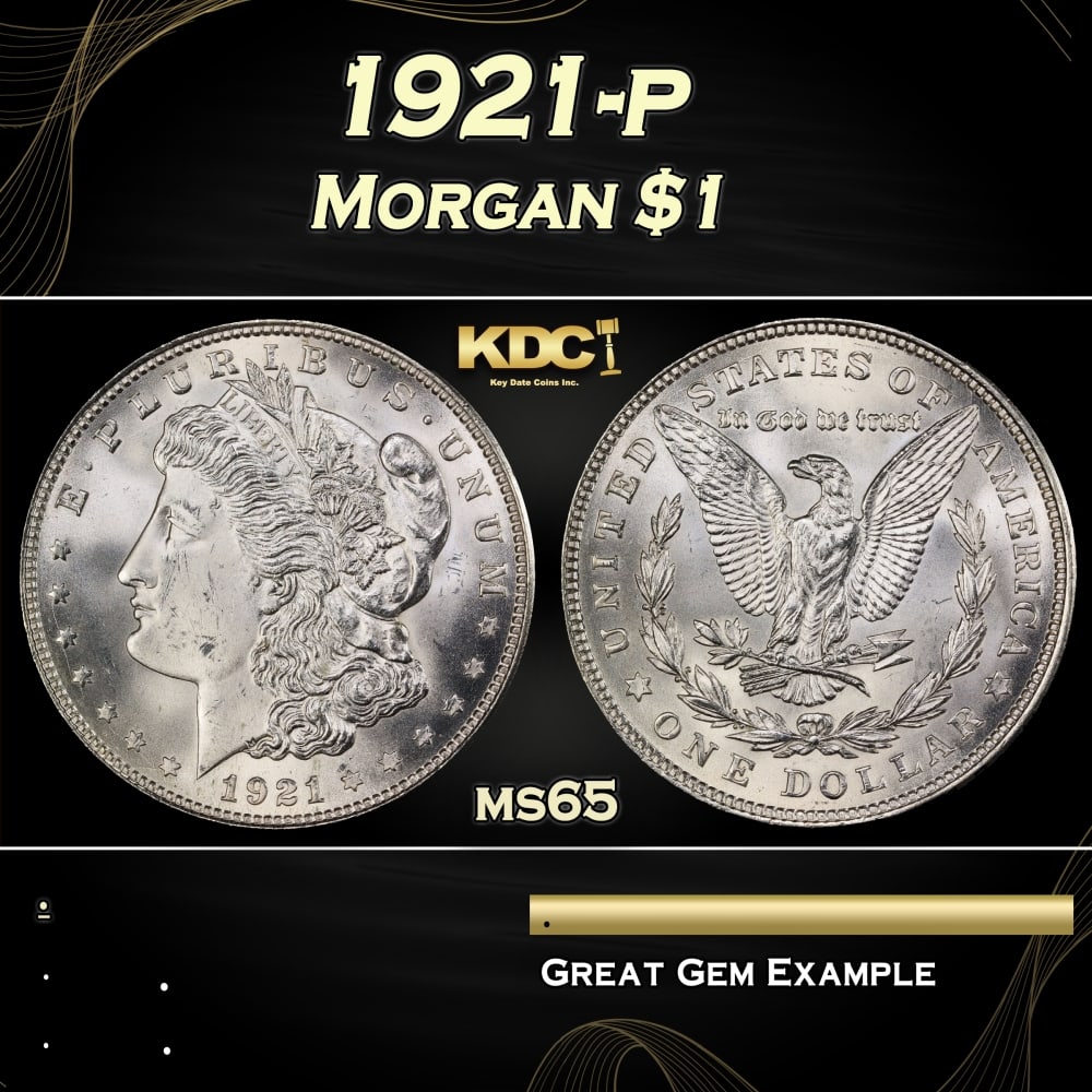 1921-p Morgan Dollar $1 Grades ms65 (1 of 3)