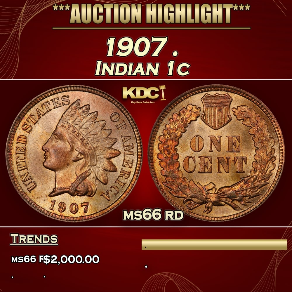 1907 Indian Cent . 1c ms66 rd SEGS (1 of 3)