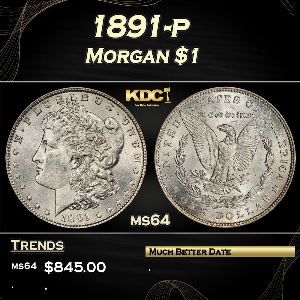 1891-p Morgan Dollar $1 Grades ms64 (1 of 3)
