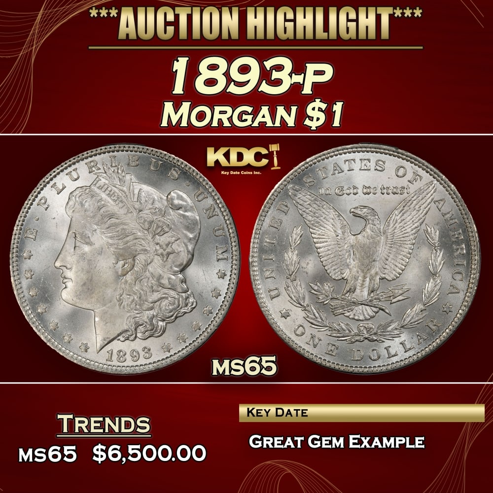 1893-p Morgan Dollar $1 ms65 SEGS (1 of 3)