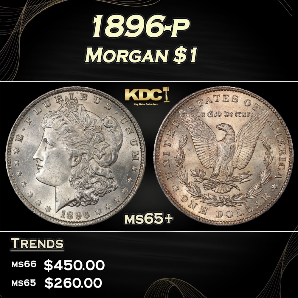1896-p Morgan Dollar $1 Grades ms65+ (1 of 3)