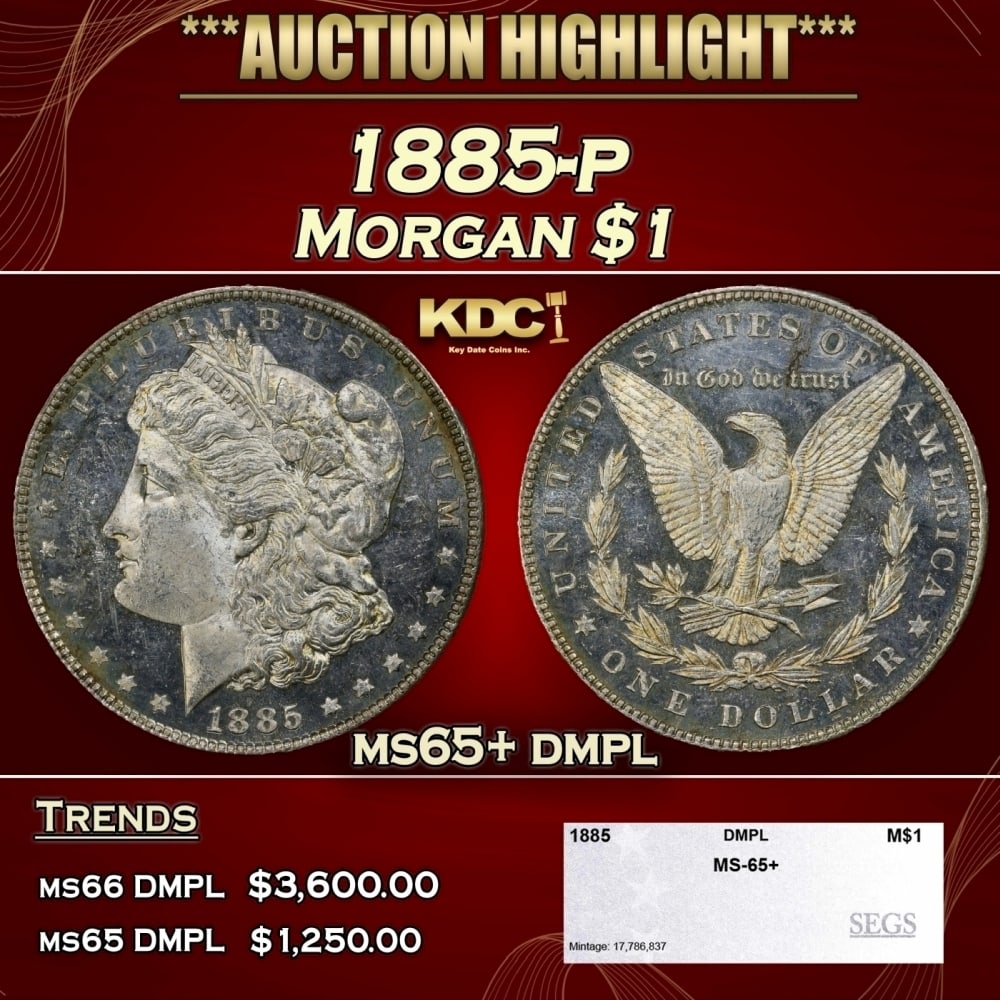 1885-p Morgan Dollar $1 ms65+ dmpl SEGS (1 of 4)