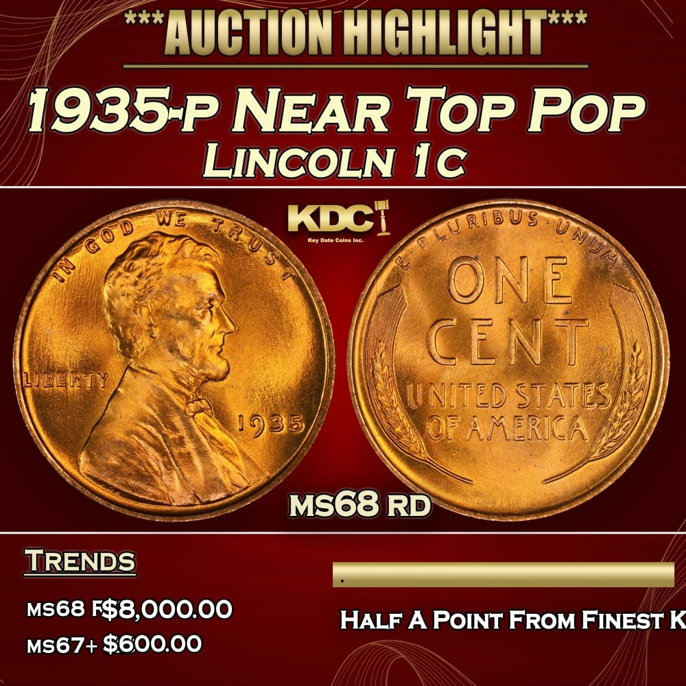 1935-p Lincoln Cent Near Top Pop 1c ms68 rd SEGS (1 of 3)
