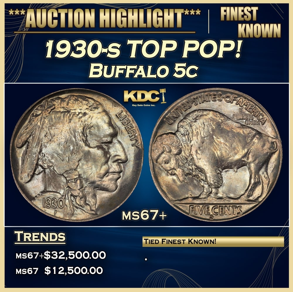 1930-s Buffalo Nickel TOP POP! 5c ms67+ SEGS (1 of 3)