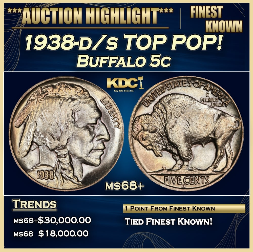 1938-d/s Buffalo Nickel TOP POP! 5c ms68+ SEGS (1 of 3)