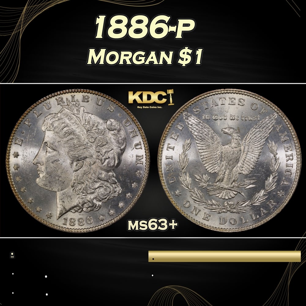 1886-p Morgan Dollar $1 Grades ms63+ (1 of 3)