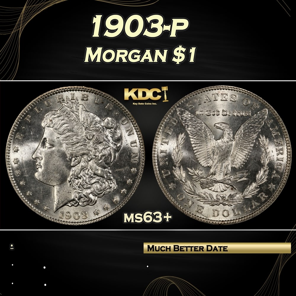 1903-p Morgan Dollar $1 Grades ms63+ (1 of 3)