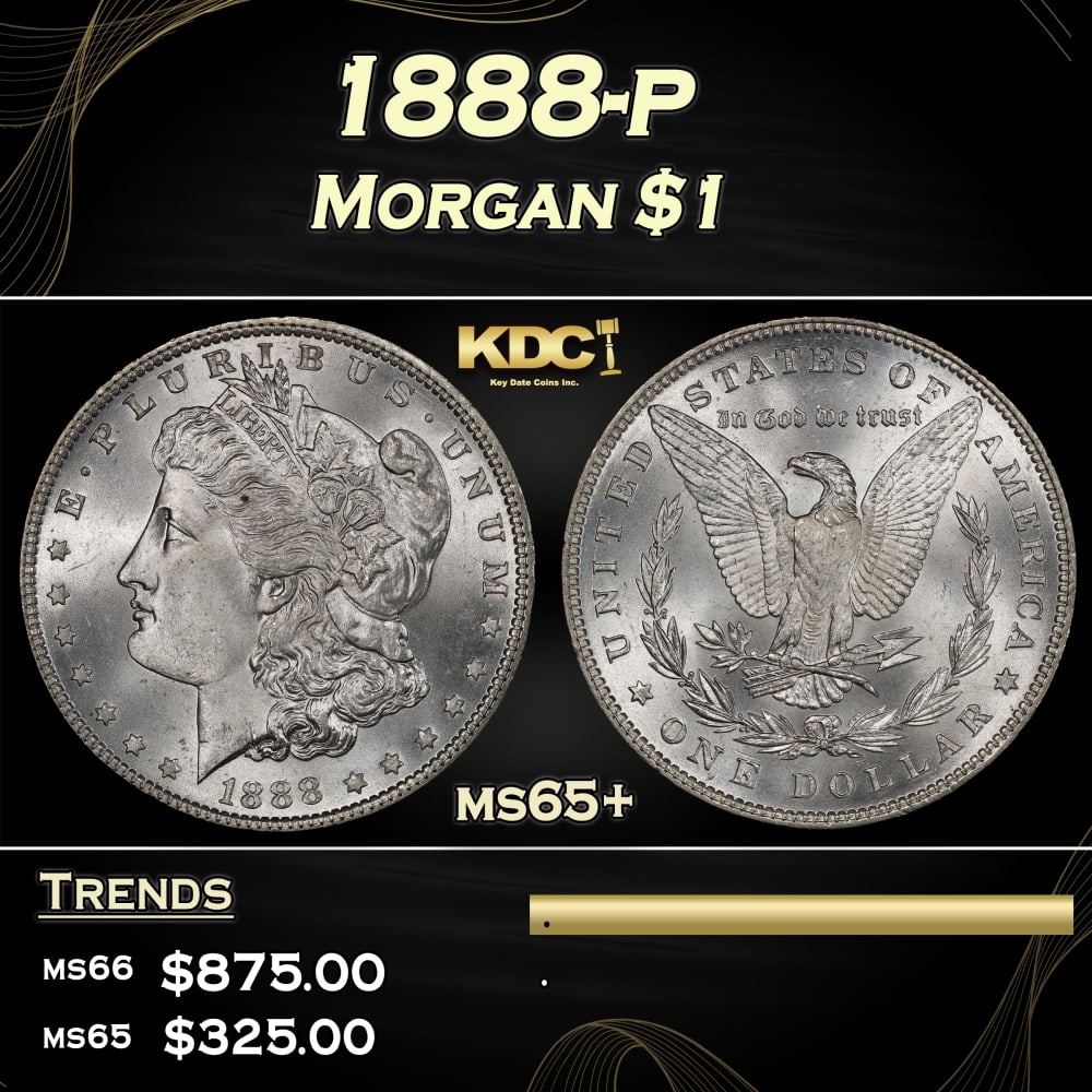 1888-p Morgan Dollar $1 Grades ms65+ (1 of 3)