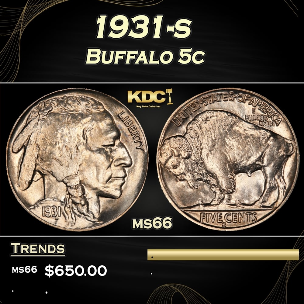 1931-s Buffalo Nickel 5c Grades ms66 (1 of 3)