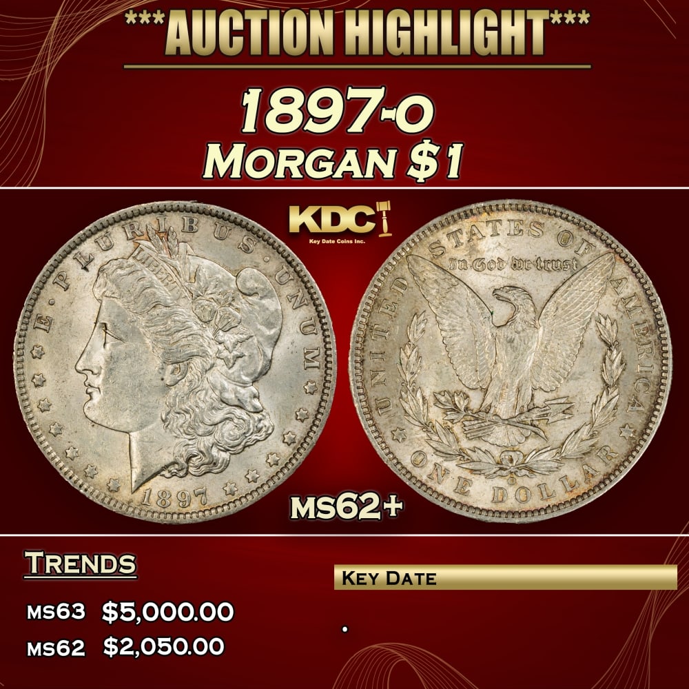 1897-o Morgan Dollar $1 ms62+ USCG (1 of 3)