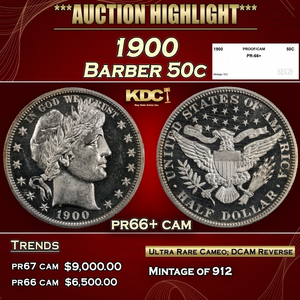 1900 Proof Barber Half Dollars 50c pr66+ cam SEGS (1 of 4)