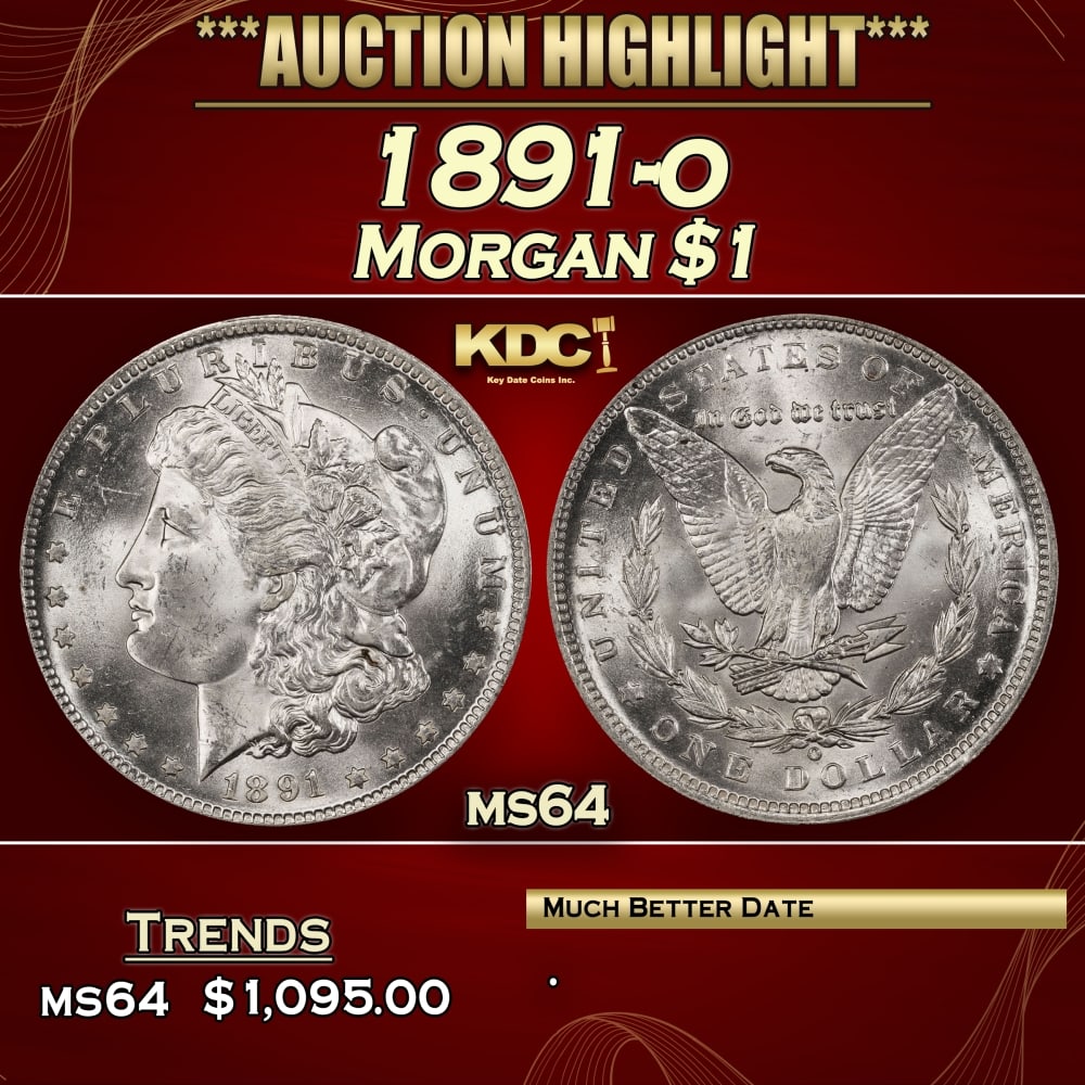1891-o Morgan Dollar $1 Grades ms64 (1 of 3)