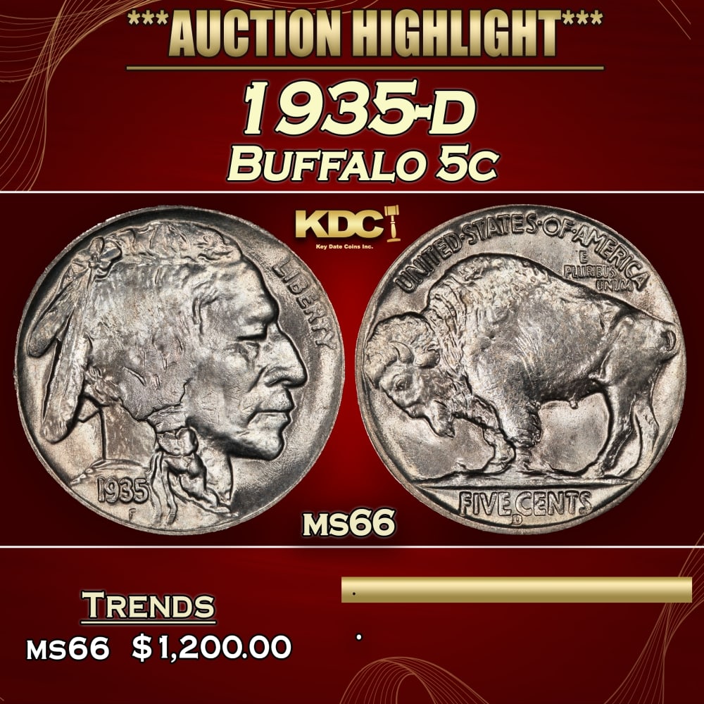 1935-d Buffalo Nickel 5c ms66 SEGS (1 of 4)