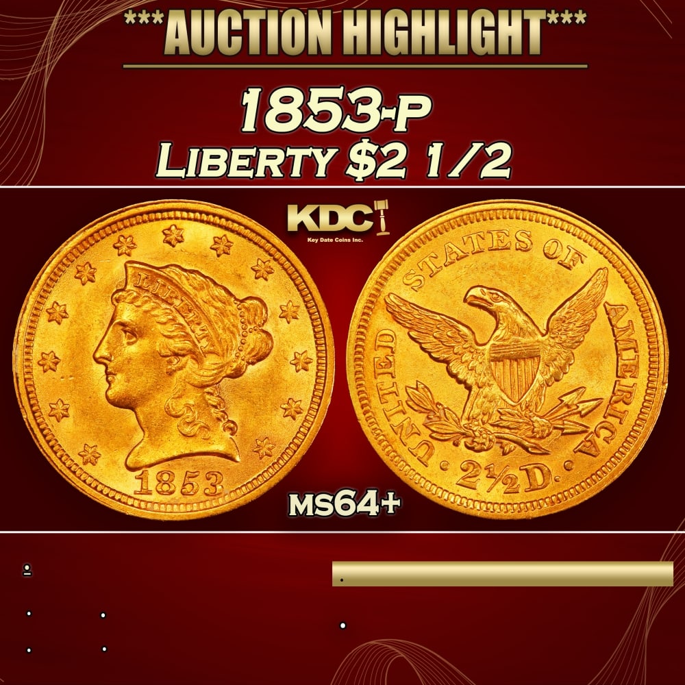 1853-p Gold Liberty Quarter Eagle $2 1/2 ms64+ SEGS: 1853-p Gold Liberty Quarter Eagle $2 1/2 ms64+ SEGS. 0