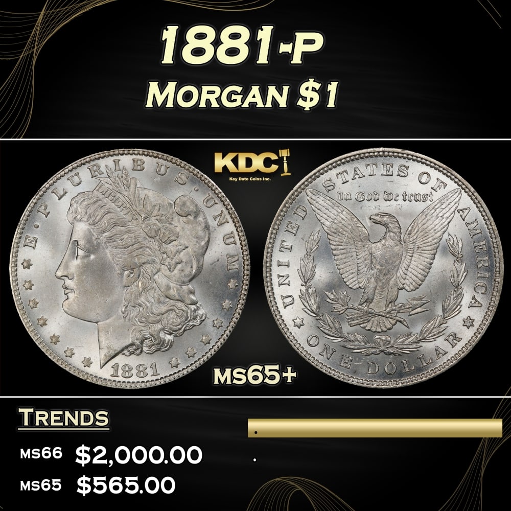 1881-p Morgan Dollar $1 Grades ms65+ (1 of 3)