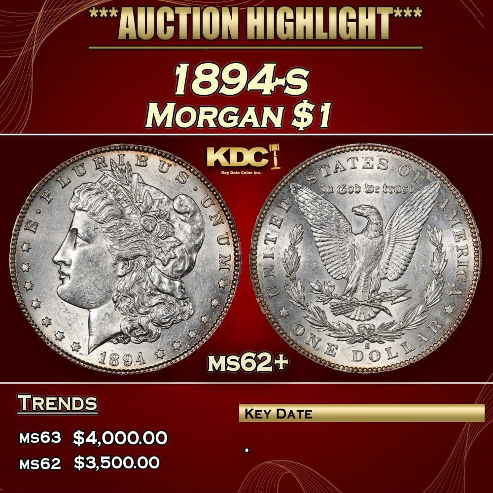 1894-s Morgan Dollar $1 ms62+ USCG (1 of 3)