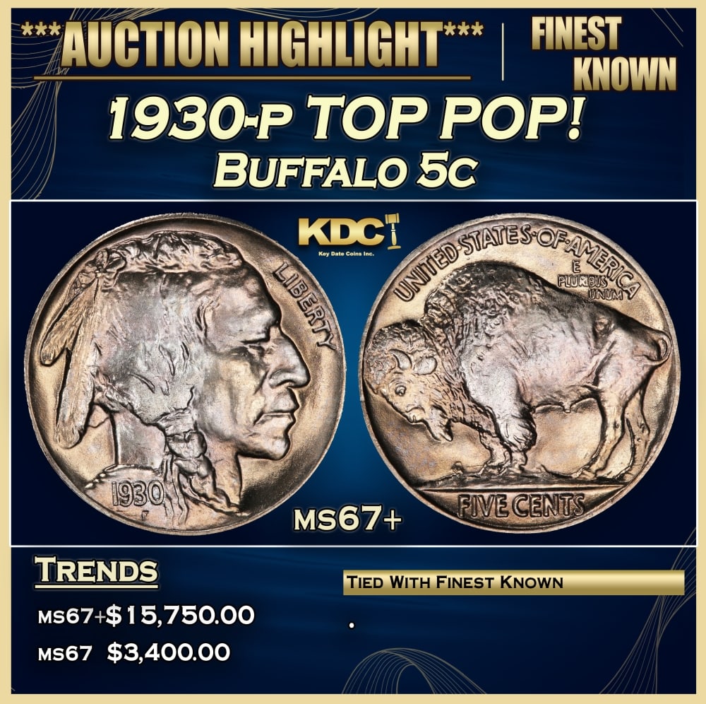 1930-p Buffalo Nickel TOP POP! 5c ms67+ SEGS: 1930-p TOP POP! Buffalo Nickel 5c ms67+ SEGS.
