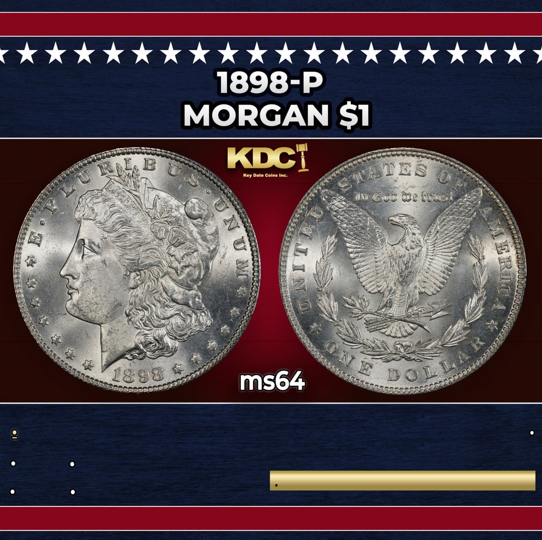 1898-p Morgan Dollar $1 Grades ms64 (1 of 3)