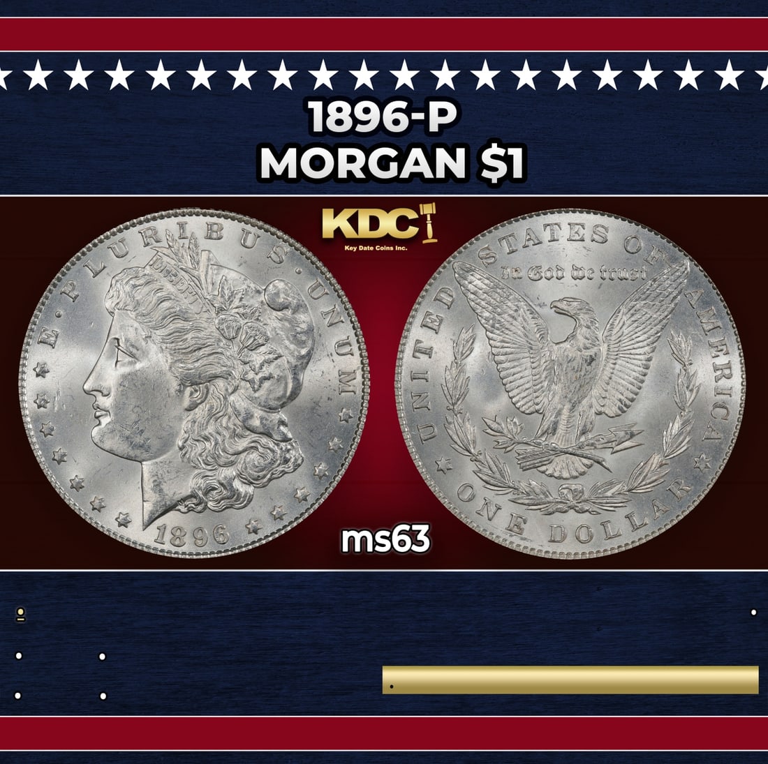 1896-p Morgan Dollar $1 Grades ms63 (1 of 3)