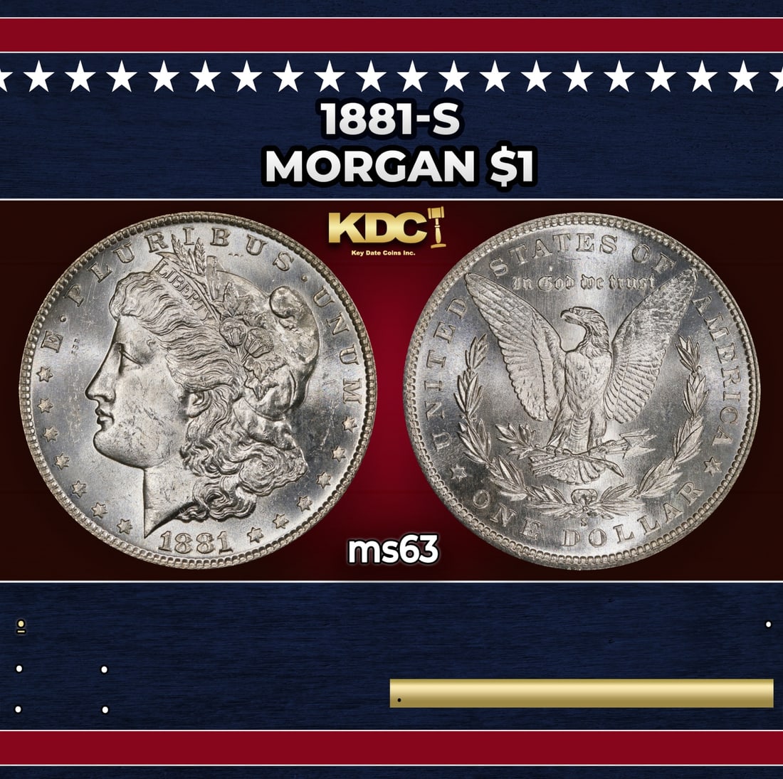 1881-s Morgan Dollar $1 Grades ms63 (1 of 3)