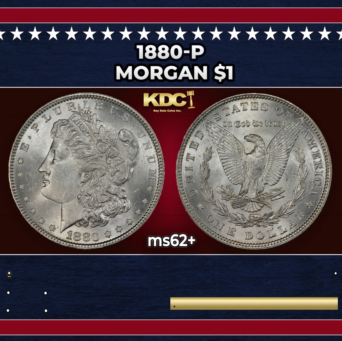 1880-p Morgan Dollar $1 Grades ms62+ (1 of 3)