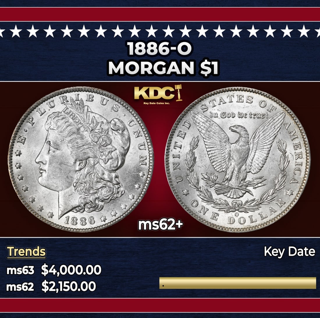 1886-o Morgan Dollar $1 ms62+ USCG (1 of 3)
