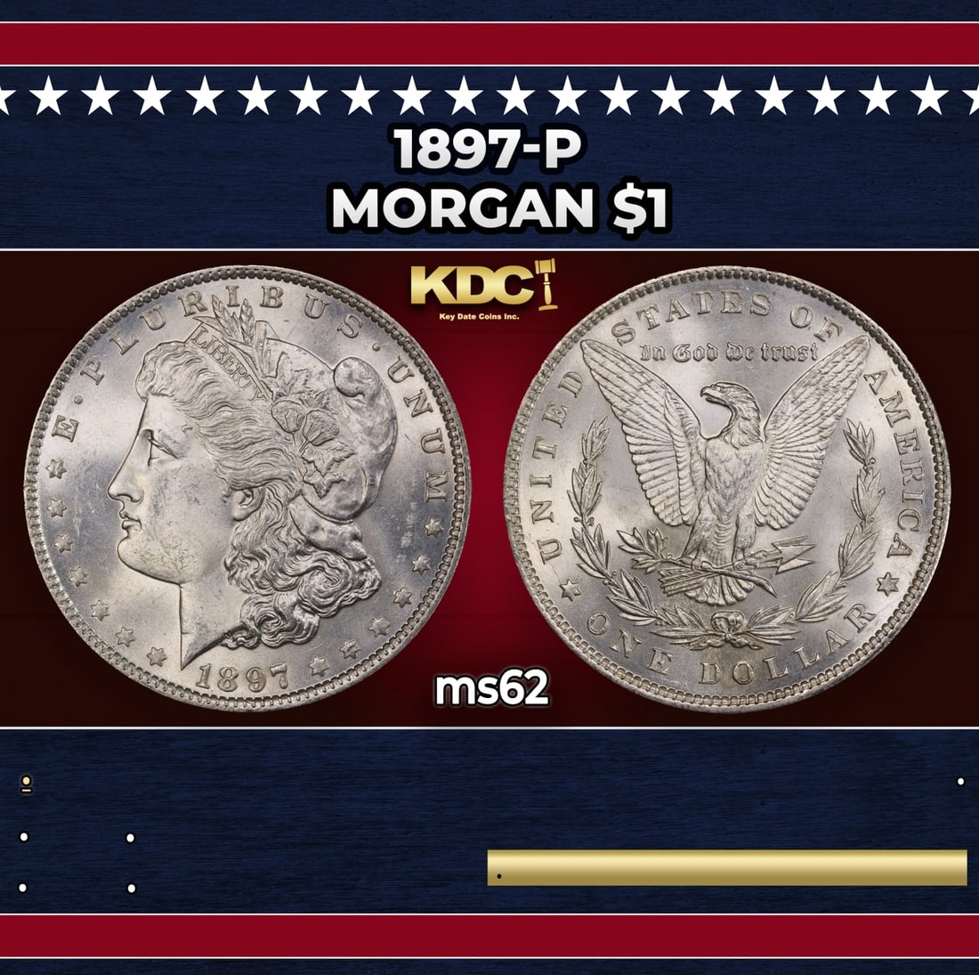 1897-p Morgan Dollar $1 Grades ms62 (1 of 3)