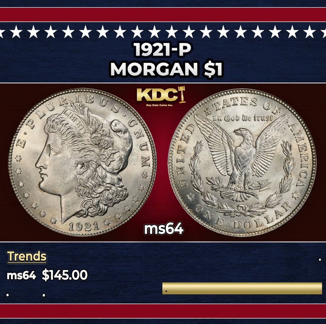 1921-p Morgan Dollar $1 Grades ms64 (1 of 3)