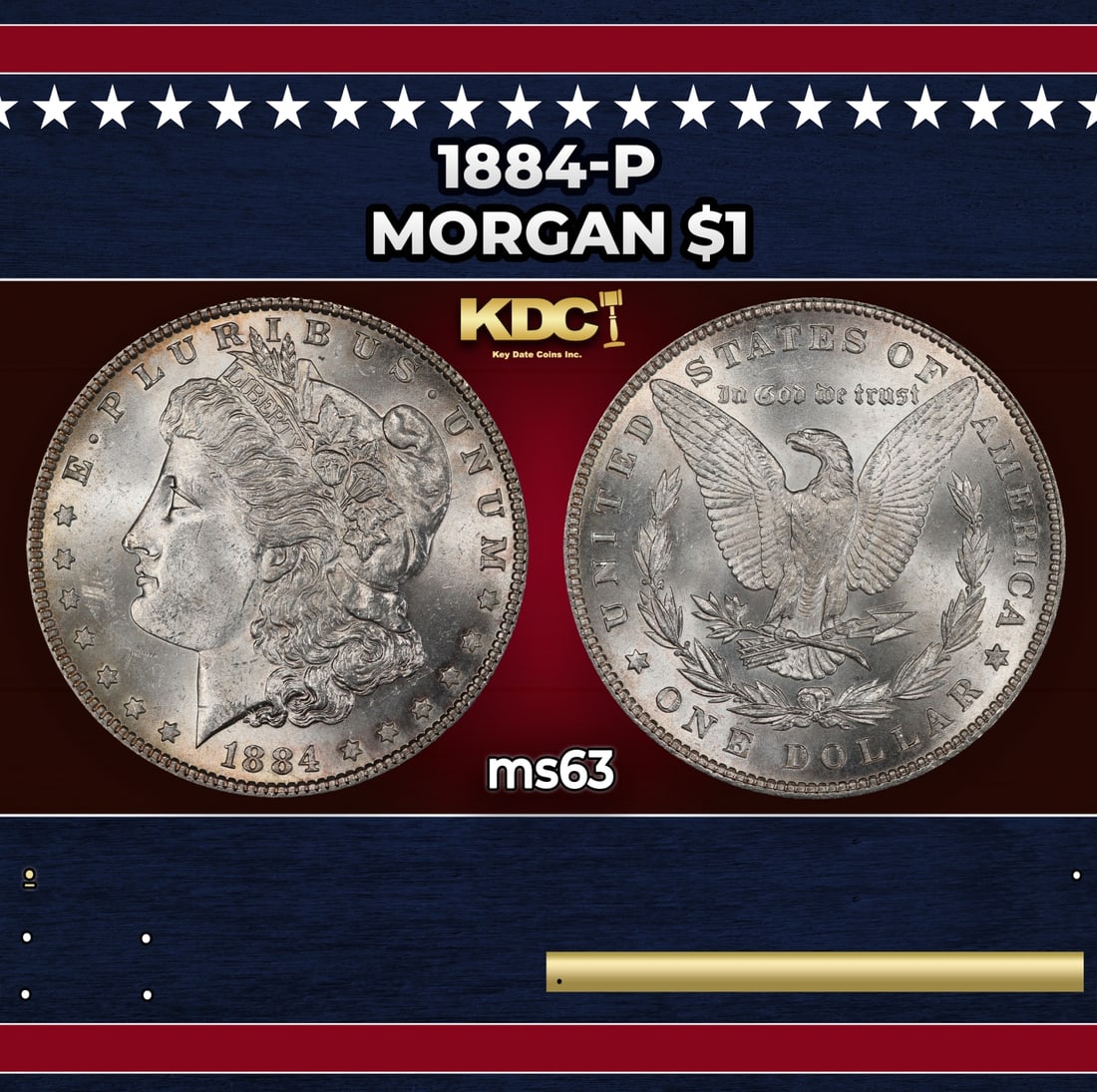 1884-p Morgan Dollar $1 Grades ms63 (1 of 3)
