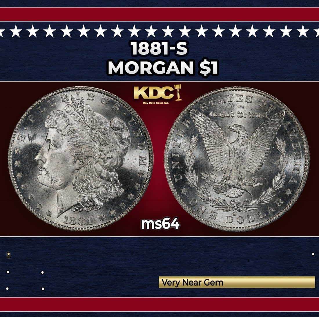 1881-s Morgan Dollar $1 Grades ms64 (1 of 3)