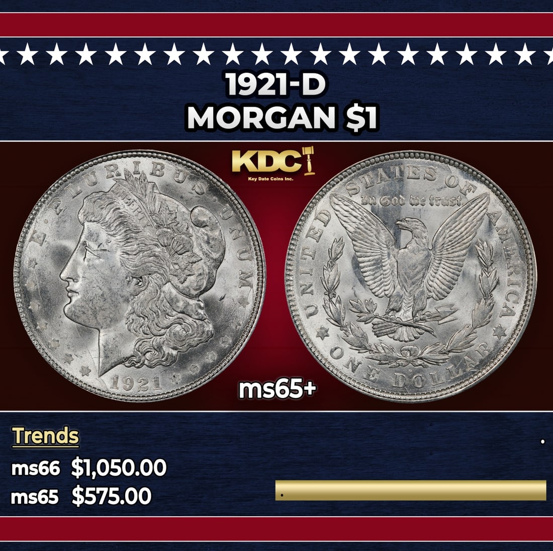 1921-d Morgan Dollar $1 Grades ms65+ (1 of 3)