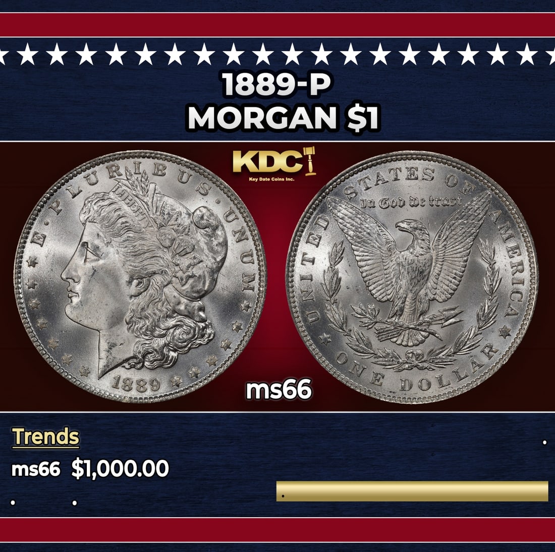 1889-p Morgan Dollar $1 ms66 SEGS (1 of 3)