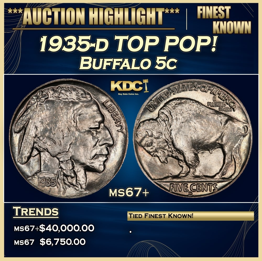 1935-d Buffalo Nickel TOP POP! 5c ms67+ SEGS: 1935-d TOP POP! Buffalo Nickel 5c ms67+ SEGS.