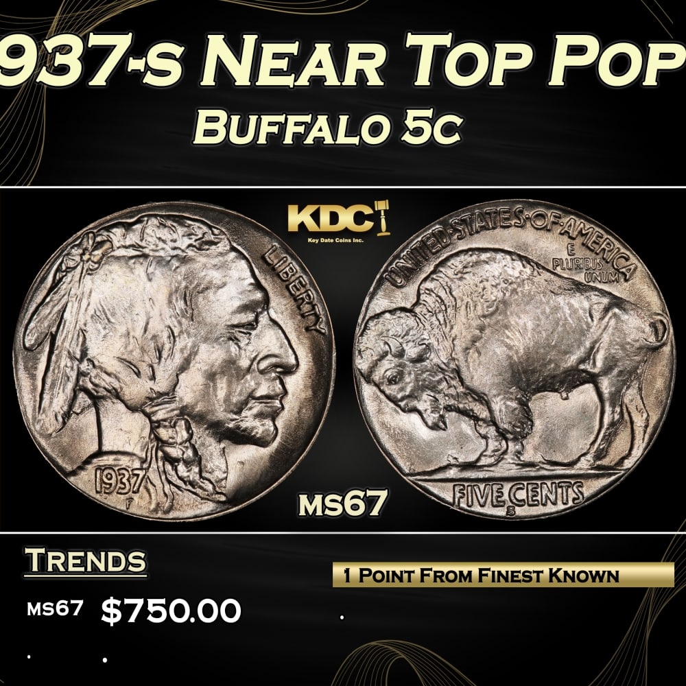 1937-s Buffalo Nickel Near Top Pop 5c ms67 SEGS (1 of 3)