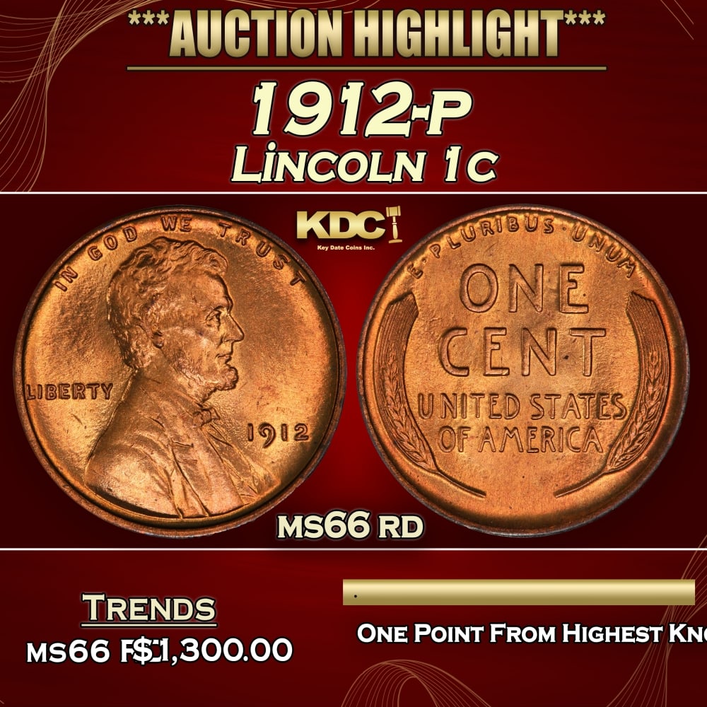 1912-p Lincoln Cent 1c ms66 rd SEGS: 1912-p Lincoln Cent 1c ms66 rd SEGS. 0