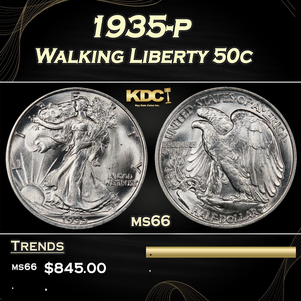1935-p Walking Liberty Half Dollar 50c Grades ms66: 1935-p Walking Liberty Half Dollar 50c Grades ms66.